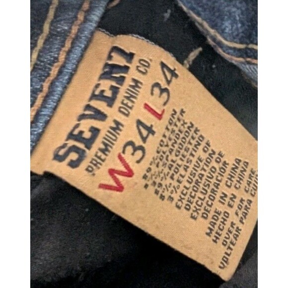 Seven 7 Jeans Straight Fit Mens Size 34x34 Blue Distressed - Picture 3 of 5